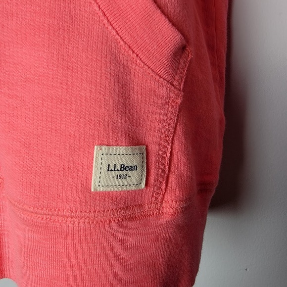 L.L.Bean Women’s Petite Small Hoodie Coral Pink Zip Up 100% Organic Cotton - Picture 3 of 10